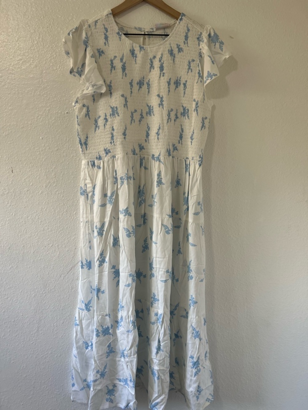 Lula Roe Grace dress white blue floral size XL - Picture 2 of 10